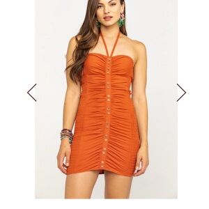 NWT Free People Hold On Strapless Orange Dress Size Medium